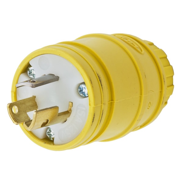Watertight Locking Plug, L5-15P, 15 A, 125V AC, 2 Pole, Screw Terminals, Yellow